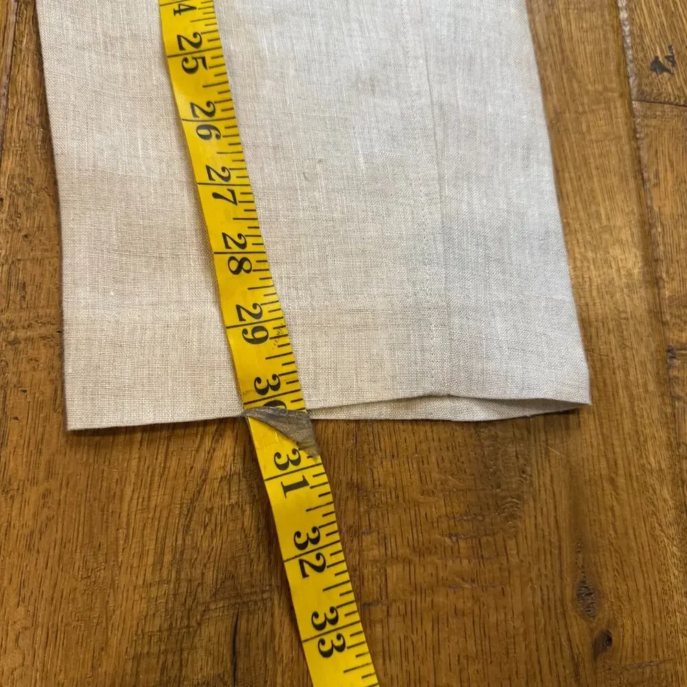 ZARA Womens Beige Straight Leg 100% Linen Center Seam Pants Size S SMALL